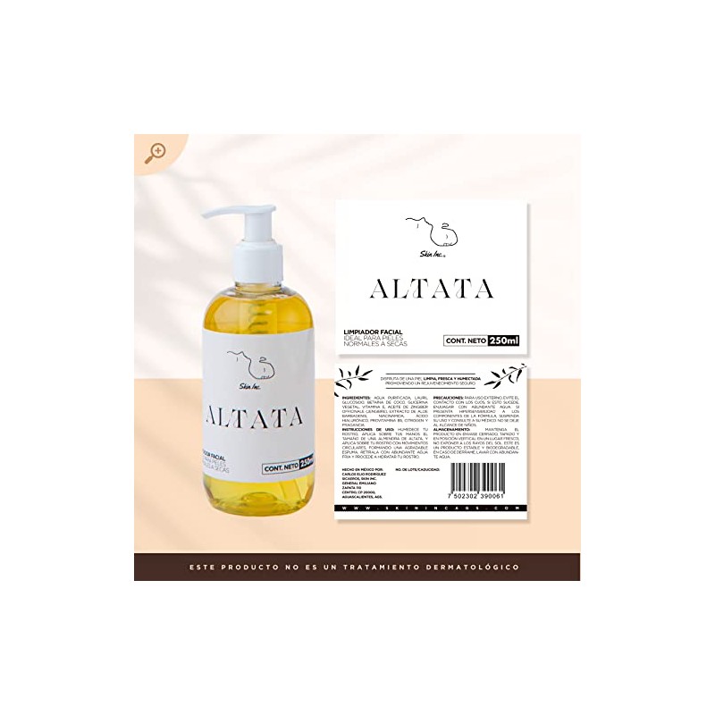 Skin Inc | Altata Limpiador Facial Liquido para Rostro para