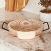 DN DECONATION Round Wooden Dough Bowl with Metal Handles for