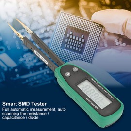 Akozon SMD Tester, 3000 Counts Smart Digital SMD Hand Resistance Capacity Tester Resistor/Capacitor/Diode Meter LCR Meter/ESR Meter/Digital Multimeter Auto Scan 2 Pin with Replacement Test Pins