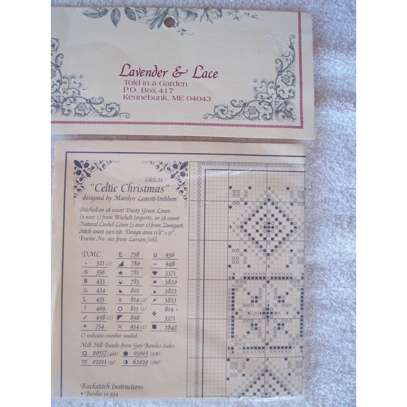 Lavender & Lace Counted Cross Stitch Chart Pattern - Celtic