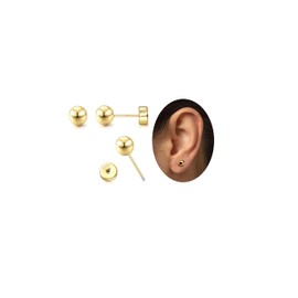 ZZHDCC 18K Gold Plated 925 Sterling Silver Ball Stud Earrings Flat Back Studs Sizes 3-10mm Gold Ball Studs Helix Earrings for Women Tragus Earrings Screw Studs Cartilage Earrings Jewelry (5mm)