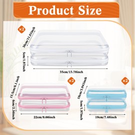 EEHGQSBT 6Pcs Clear Hard Shell Zipper Case Set Travel Organizer, Hard Plastic Zipper Pouches Multi-Purpose Storage for Makeup, Toiletry, Office Supplies & Kids Toys