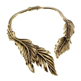 Jerollin Gold Leaf Choker Collar Stainless Steel Statement Necklace Open Choker Bib Necklace African Jewelry