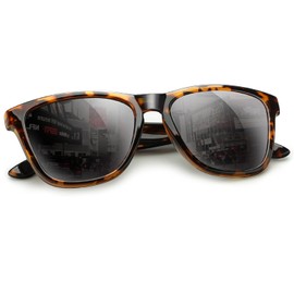KALIYADI Classic Rectangular Sunglasses for Men and Women Polarized Sunglasses with UV Protection, A5 Leopard Frame Grey Lens
