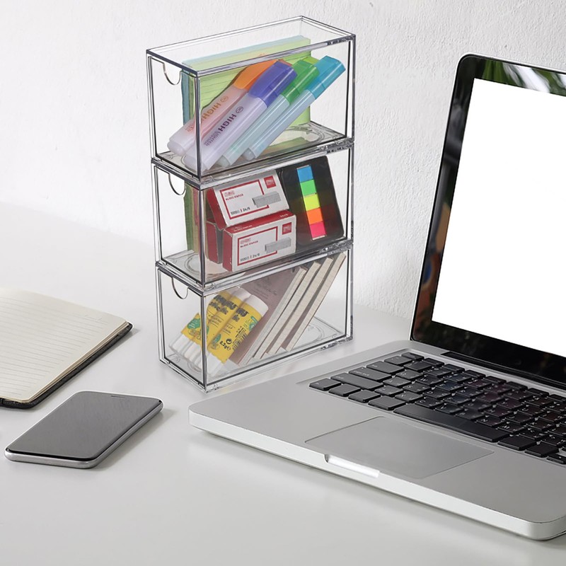 SUMNACON 3 Pack Acrylic Tea Bag Drawer Organizer, Clear Stackable