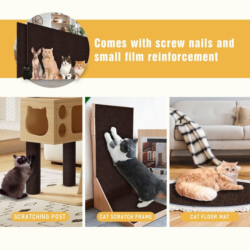 Cat Scratch Mat, 3PCS 39.4"x11.9" DIY Trimmable Self-Adhesive Cats Scratching