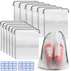 12 Stück Schuhbeutel Reise Schuhtaschen Schuhsack PE Reisen Gadgets Shoe Bag Travel Essentials Koffer Organizer Schuhe Wasserdicht Stoff Reisetasche Flugzeug Reiseutensilien Zubehör Urlaub (2 Größen)