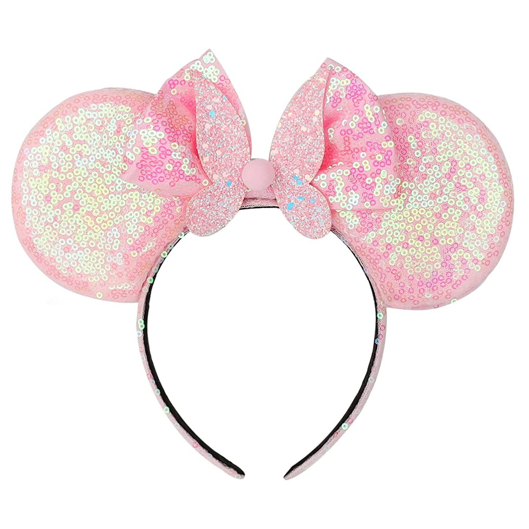 MONGSILER Decoration Mouse Ear Shape Ear Bow Headband,Party For Girls&Women (Pink butterfly)