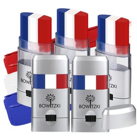 5PCS Red White Blue Face Paint Sticks,USA Flag colors Patriotic face body paint makeup for 4th of July Independence Day，sweefproof eye black stick for Baseball Game,Sports Fans