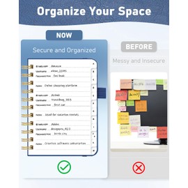 WEMATE Password Book with Alphabetical Tabs, Spiral Password Keeper Book for Seniors, Internet Password Notebook Password Journal Logbook Log in Detail, Small – 4.7''x 6'' (Navy Blue)