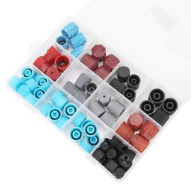 Luqeeg 77pcs Air Conditioning Valve Caps, M8 M9 M10 1/4 1/8, ABS Valve Caps with 5 Specifications for Most Car Model, A/C System Repairing Accessory for Car, Easy to Install