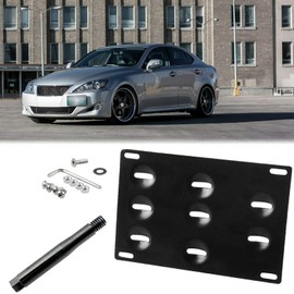 Xotic Tech Tow Hook License Plate Screw On Mounting Bracket Compatible with Lexus is 2006-2018, CT 2011-2017 (Black)