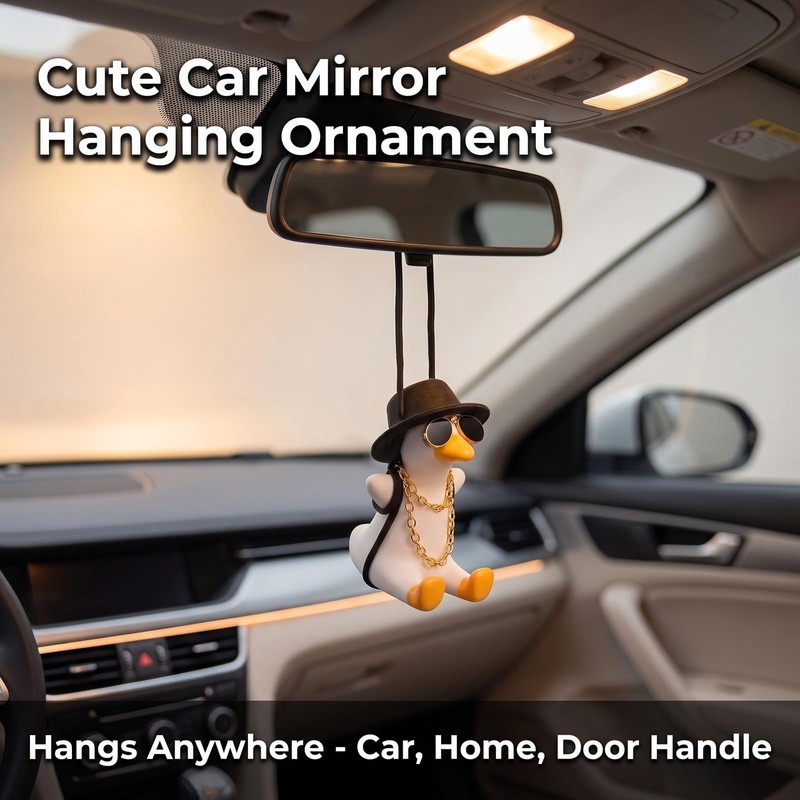 1 Pack Swing Duck Rear View Mirror Hanging Ornament, Rear