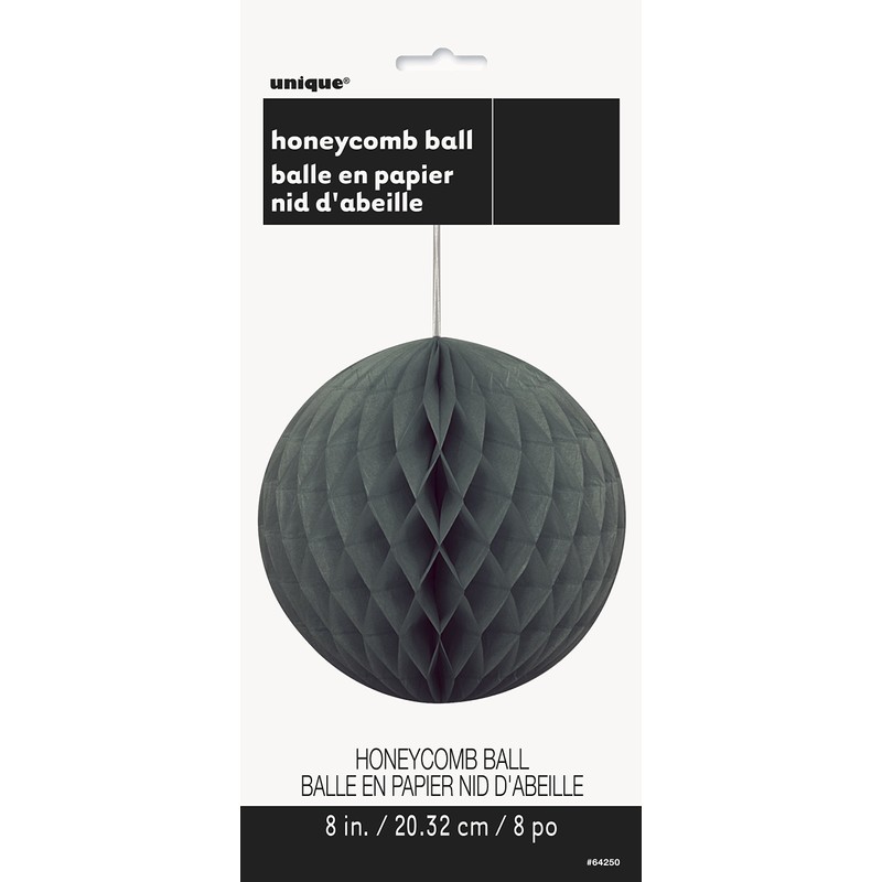 Black Solid Honeycomb Ball - 8" (1 Count) - Premium