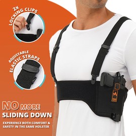 Tems Active Shoulder Holster for Concealed Carry – Concealed Chest Holster, Universal Gun Holster for Men & Women Fits Glock, S&W, Sig and Most Pistols (45“ (Fits Bust/Belly Sizes up to 42"), Right)