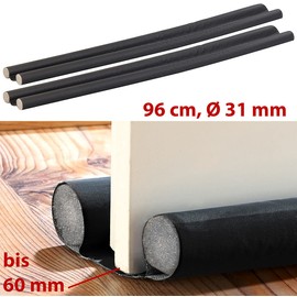 infactory Draught Excluder Door: Set of 2 Draught Stoppers for Doors up to 60 mm Thick, Black (Draught Stopper, Door Seal, Flat Door)