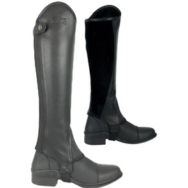 AK Unisex Classic Leather Full Grain Equestrian Horse Riding Half Chaps AKRS-1979 (Black, 14/XXS)