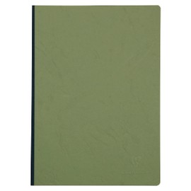 Clairefontaine - Ref 791423C - Age Bag Clothbound Notebook (192 Pages) - A4 Size, Squared Rulings, 90gsm Brushed Vellum Paper - Green Leather Effect Cover