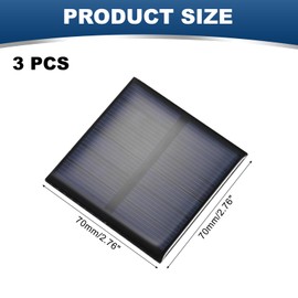 sourcing map 3PCS 3V 0.63W 0.21A Mini Solar Panels for Solar Power, Small Solar Photovoltaic Cells Charge DIY Electric Toy Materials Solar System Kits, 2.76" x 2.76"