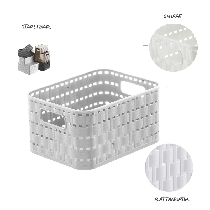 Rotho Country storage basket in rattan look, plastic (PP).