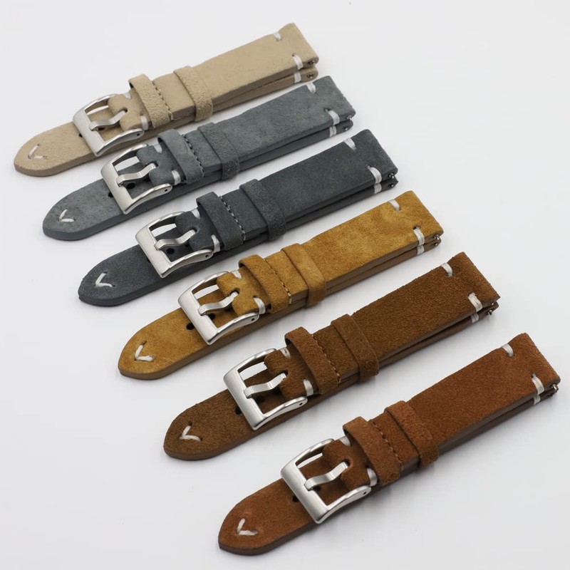 Onthelevel Suede Vintage Leather Watch Band Quick Release Strap 18mm