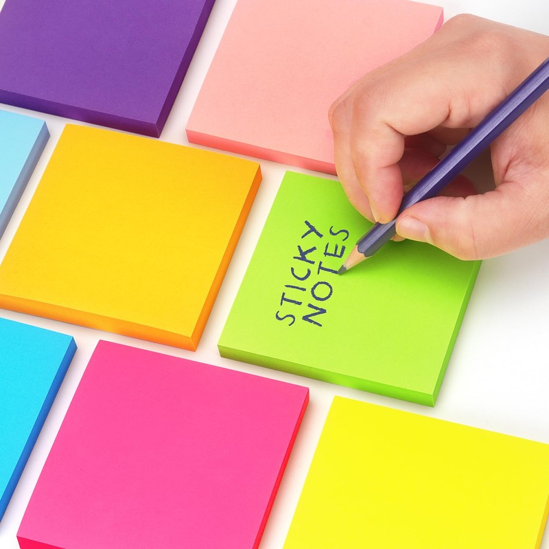 Sticky Notes 3x3 inch Bright Colors Self-Stick Pads 8 Pads/Pack