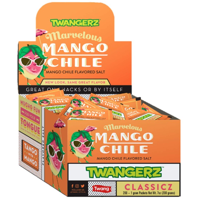Twangerz Snack Topping, Mango Chile, 1 Gram Packets (Pack of