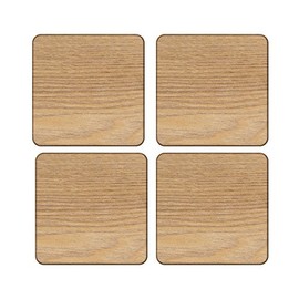 Creative Tops 5115973 Set of 4 Oak Veneer Coasters, 10.5 x 10.5 cm (4" x 4") , Brown