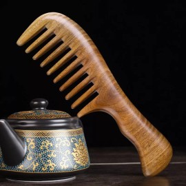 Iwansol Peine Antifrizz De Madera De Sándalo Verdepeine Antiestático