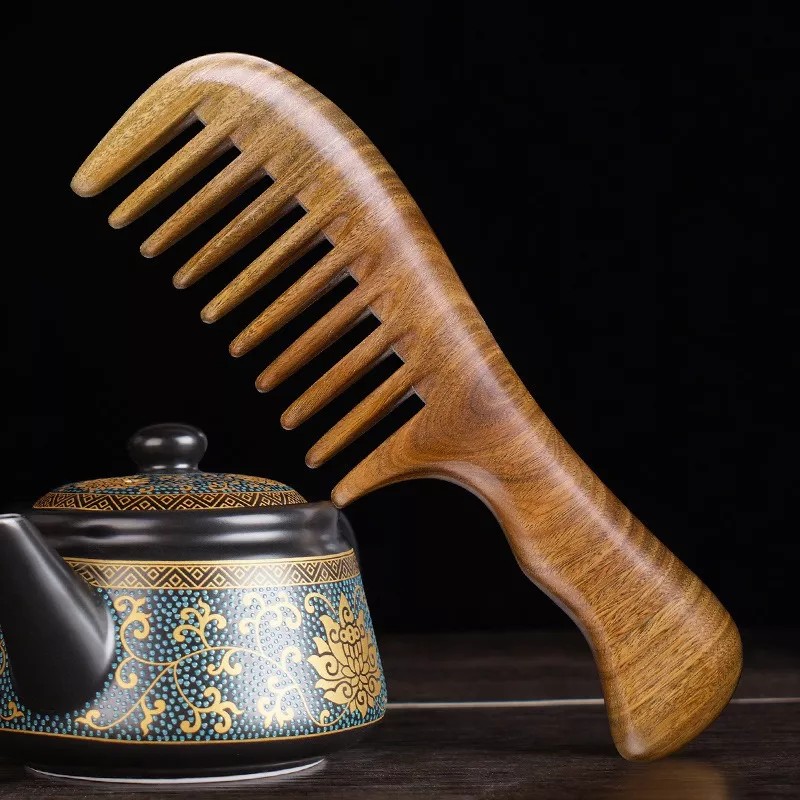 Iwansol Peine Antifrizz De Madera De Sándalo Verdepeine Antiestático