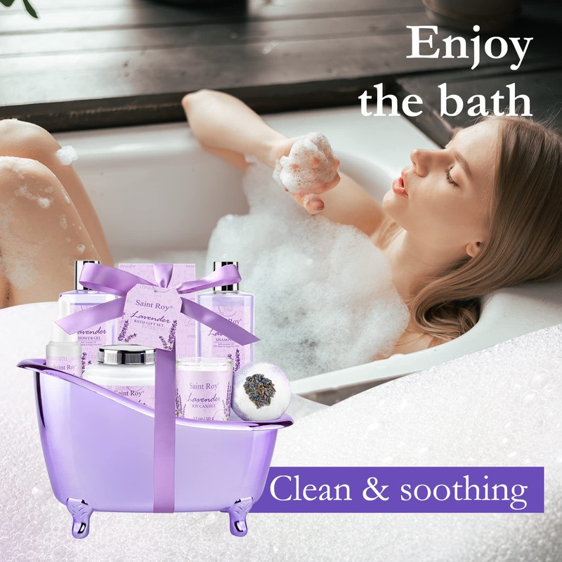 Spa Gift Basket for Women - Lavender Bath Sets for