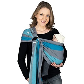 Hoppediz Ring-Sling Baby Sling from Birth, 100% Cotton Tested for Harmful Substances, Brighton Design