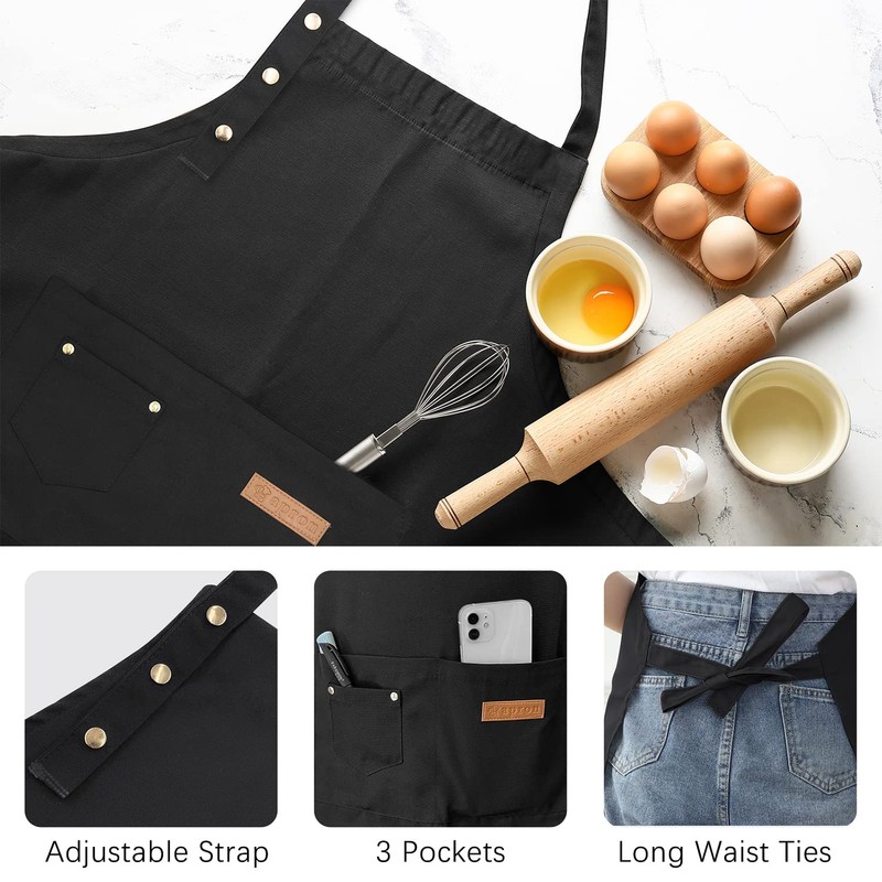 WENYA 2 Pack Kitchen Apron for Women, Unisex Adjustable Cooking