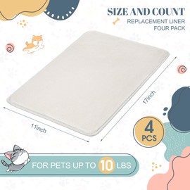 Drydiet 4 Pcs Replacement Liners for Travel Pet Carriers 17 x 11 Inch cat Carrier pad Replacement Pad Absorbent Washable Plush Cashmere Double Sided Dog Bed Mat for Cat Carrier Kennel Crate, Beige