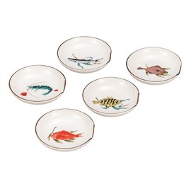 ナカマル『九谷焼』3号箸置･小皿揃魚文 K9-37