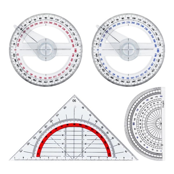 4 Pieces of Protractors, Drawing and Design Protractors, Angle Measuring
