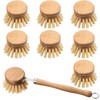Patelai 8 Pieces Dish Brush with Wood Handle, Natural Dish