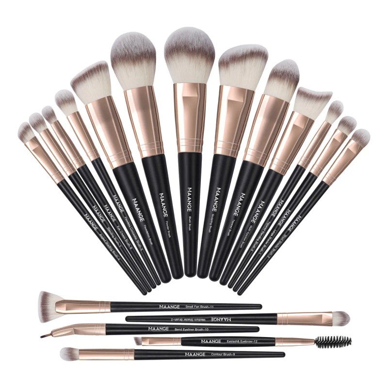 18 Piezas Brochas Set De Brochas Maquillaje Profesional Color Negro