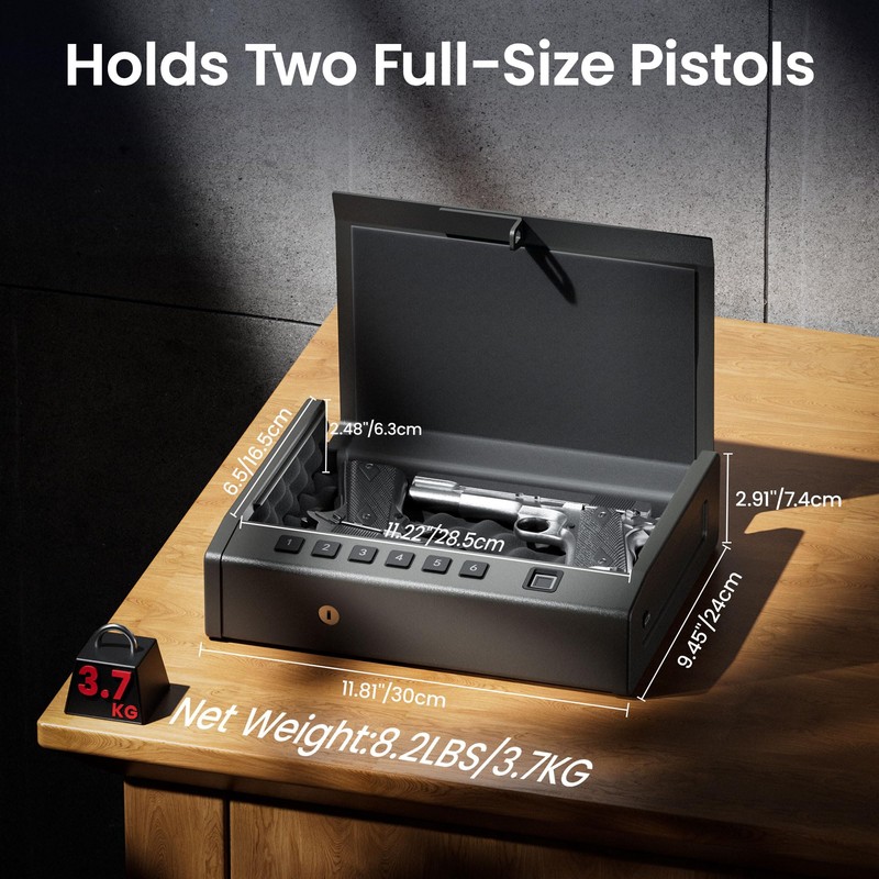 Grimtron 8.2 lb Heavy-Duty Biometric Gun Safe for Handgun –