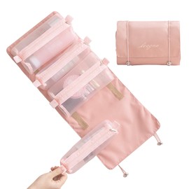 ALLMIRA Makeup Pouch, Travel Pouch, Makeup Pouch, Large Capacity, Travel, Waterproof, Cosmetic Pouch, Toiletries Pouch, Travel, Portable, Foldable, Travel, Removable, 4 Compartments, Foldable, Multi-functional, Cute, Stylish, Bathroom Pouch, Toiletry Bag