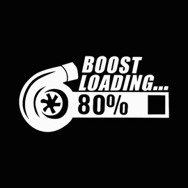 2pcs 5.91"x3.15" Turbo Boost Loading Funny Vinyl Decal Sticker for Car, Van, Window, Bumper, Cartoon Design with Turbocharger Graphic, Self-Adhesive, Easy to Apply |CZ247 (White)