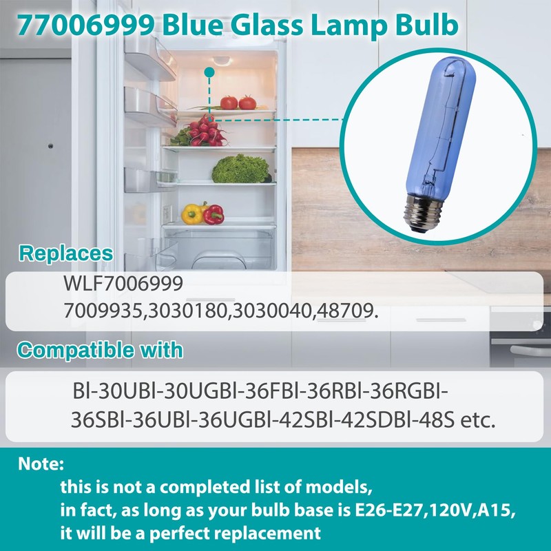 2023 Upgrade 7006999 Blue Glass Replacement Bulb Compatible with sub-Zero