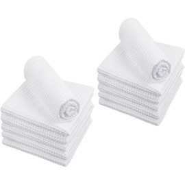 TERNOS Küchentücher, 43 x 37 cm, weiße Baumwolltücher, Mehrzweck-Küchentuch, saugfähig, Waffelstoff, weiß, 12