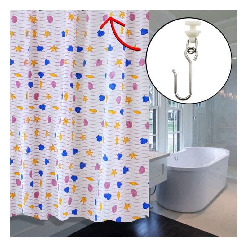JianLing 30 Pieces Stainless Steel Hooks and 30 Pieces Curtain