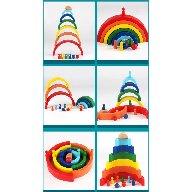 Colorful Building Blocks Educational Interesting Preschool Wooden Stacking Blocks for