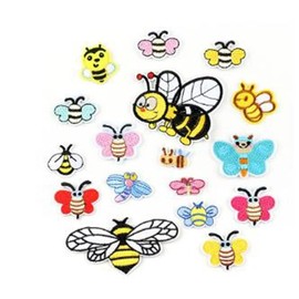 ulricar 17pcs Cartoon Animal Patch Kit Butterfly Embroidered Iron on Patches Bees Sew On Applique PatchesClothing Embroidery Iron on PatchesKids Iron on PatchesJeans Clothing Hats Bags yfzd18 Color