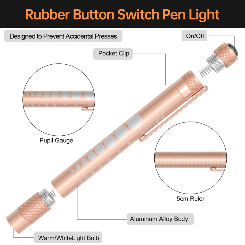 RISEMART 2-Pack Pen Light for Nurses – Medical Penlight with