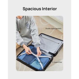 NINETYGO Carry on Luggage 22 X 14 X 9 Airline Approved, 20 Inch Luggage for 3-5 Days Travel, Double Spinner Wheels, 100% Hardshell PC, TSA Lock (Black, Rhine)