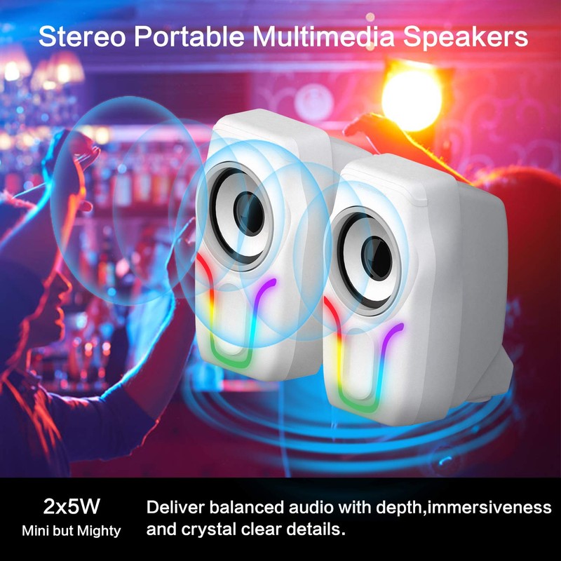 MAMBASNAKE Computer Speakers, 2.0 USB Powered PC Speakers Stereo Volume