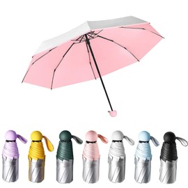 HUAMu Compact Travel Umbrella UV Protection Sunshade,Silver titanium，Lightweight Mini Umbrella Folding Travel Umbrella Windproof UV Protection, Sturdy Fast Drying, Women Girls,green